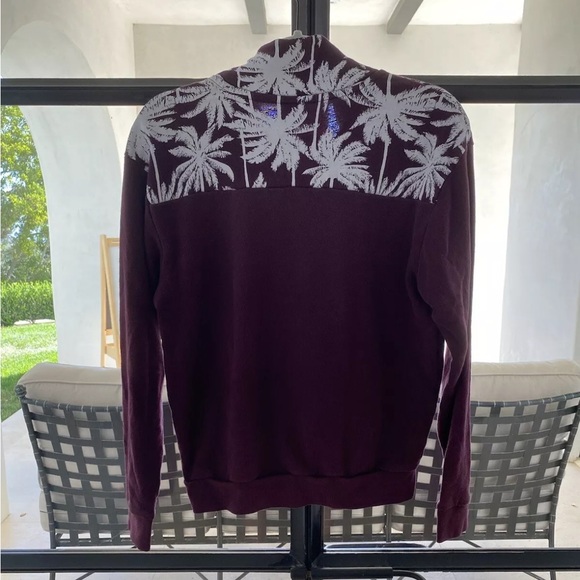 Womens PINK by Victorias Secret Maroon Half Zip Palm Tree Print Sweatshirt Sz XS - Picture 2 of 3